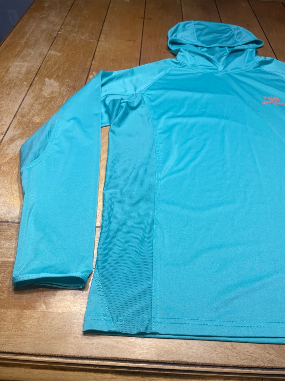 Bassdash Teal Performance Top with Hood Size Medium with Inside Turtleneck UPF50